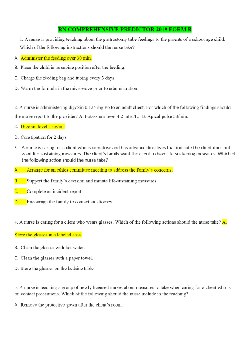 ATI RN COMPREHENSIVE PREDICTOR 2019 FORM (A - B - C ) - Image 3